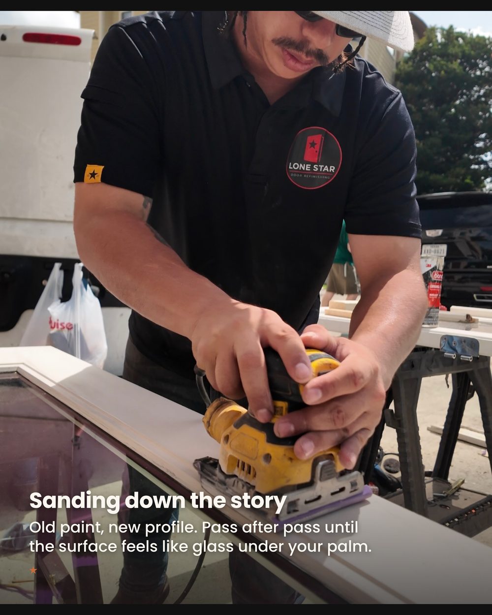 Lone Star Door Refinishing crew at work — photo 2