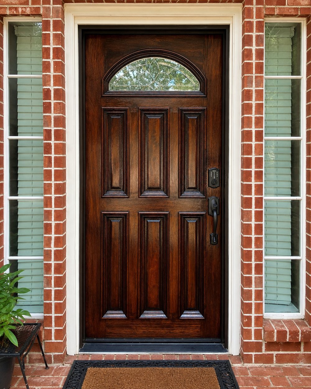 Single door with arched transom — after refinishing