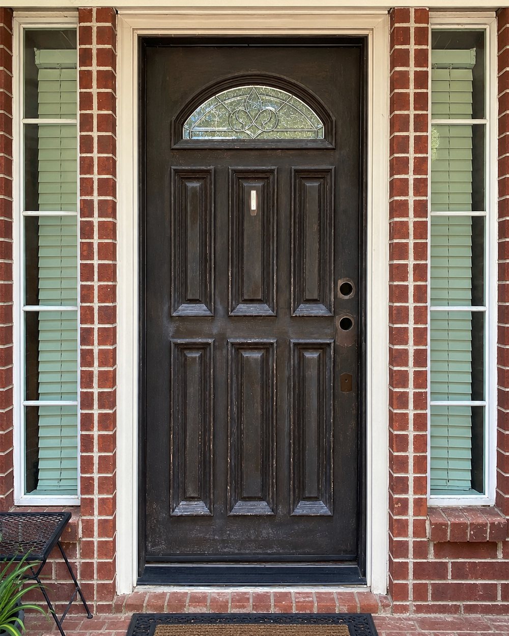 Single door with arched transom — before refinishing