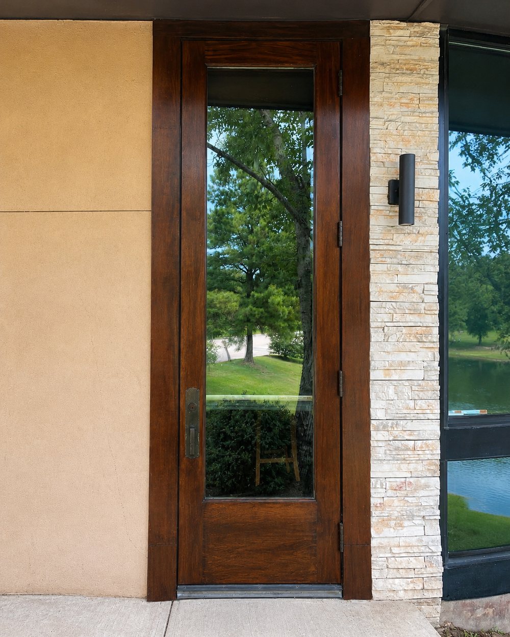 Full-glass single entry door — before refinishing