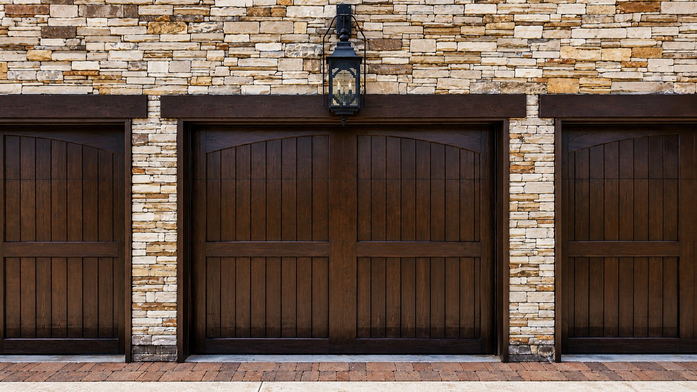 Refinished wood garage doors